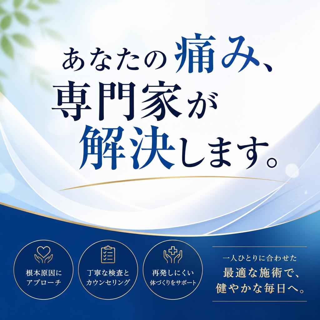 あなたの痛み、専門家が解決します。